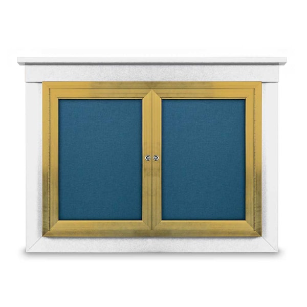 48"x36" 2-Door Enclosed Letterboard, Green Felt/Walnut